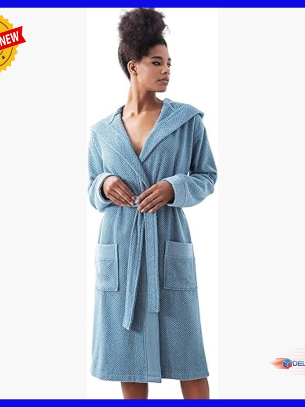 Organic Turkish Cotton Hooded Kimono Robe Women's Bathrobe